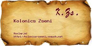 Kolonics Zseni névjegykártya